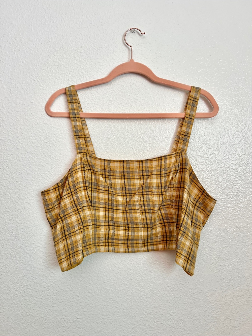 American Eagle Outfitters Yellow Plaid Cropped Tank - Picture 2 of 6